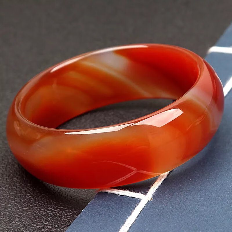 snqp瞳昽翠  红翡翠手镯加宽红玛瑙玛瑙玉髓新款玛瑙镯子加厚鉴定证书