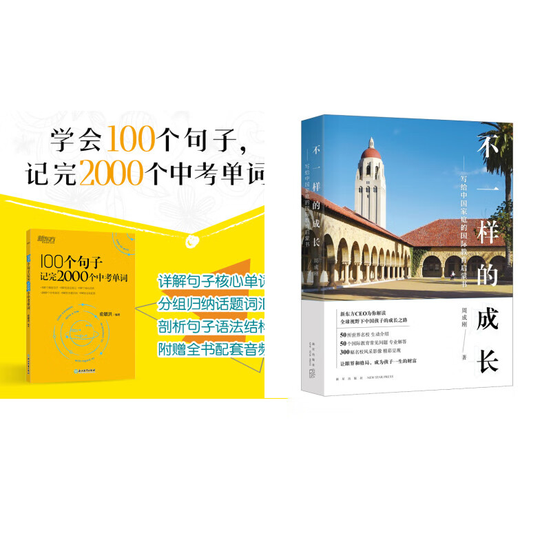 新东方 不一样的成长+100个句子记完2000个中考单词 套装共2册
