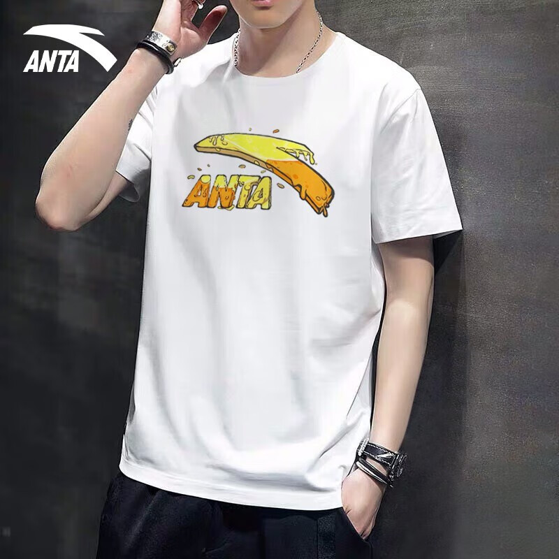 安踏(anta)短袖男t恤20夏季新款透气圆领情侣款跑步健身服户外运动服