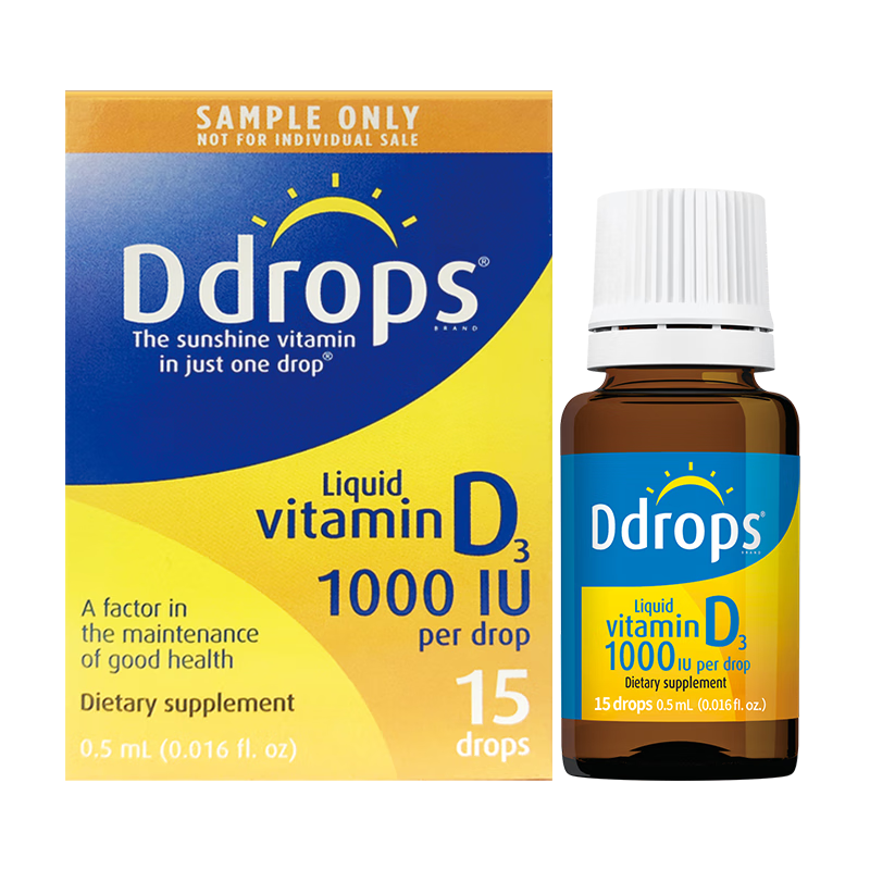 Ddrops滴卓思 缺钙补充孕妇维生素d3滴剂 1000iu 15滴 0.5ml体验装