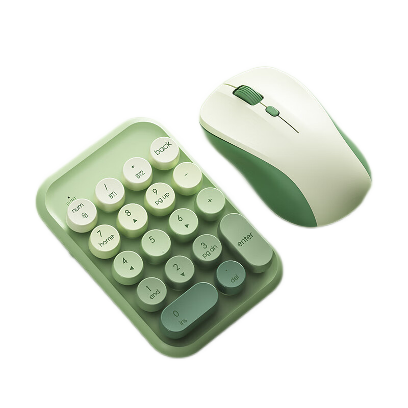 B.O.W 航世 K158D充电双模无线蓝牙小数字键盘 笔记本电脑银行会计财务学生通用小键盘 抹茶绿 渐变【双模数字键盘+鼠标】电池