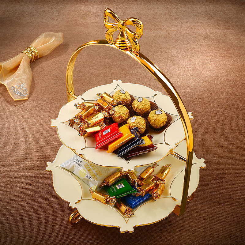 工坊欧式陶瓷双层点心盘英式下午茶蛋糕点心架干果水果盘酒店宴会摆盘