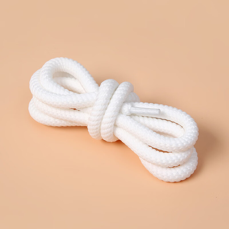 【甄选百货】圆形涤纶彩色绳子跑步运动鞋带圆形彩色鞋带鞋带绳吊 白色 60cm