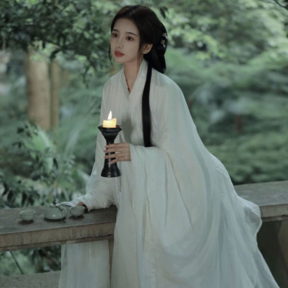 绮岑神明少女裙夏季汉服魏晋风古装仙气飘逸古风白色清冷系广袖流仙裙