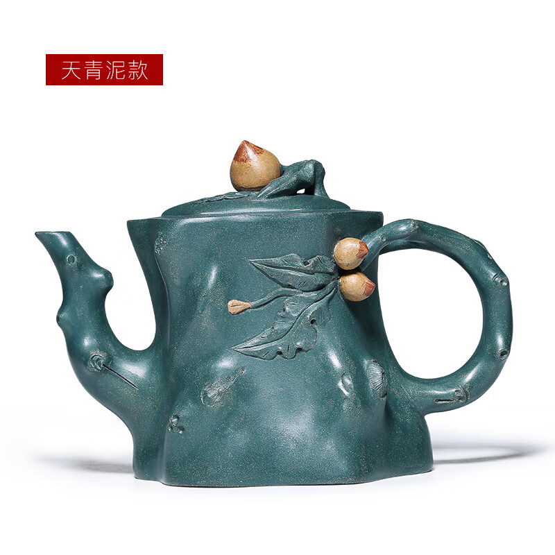 仙袋 宜兴紫砂壶纯全手工原矿紫泥寿桃梅桩功夫泡茶壶茶壶茶具 天青泥