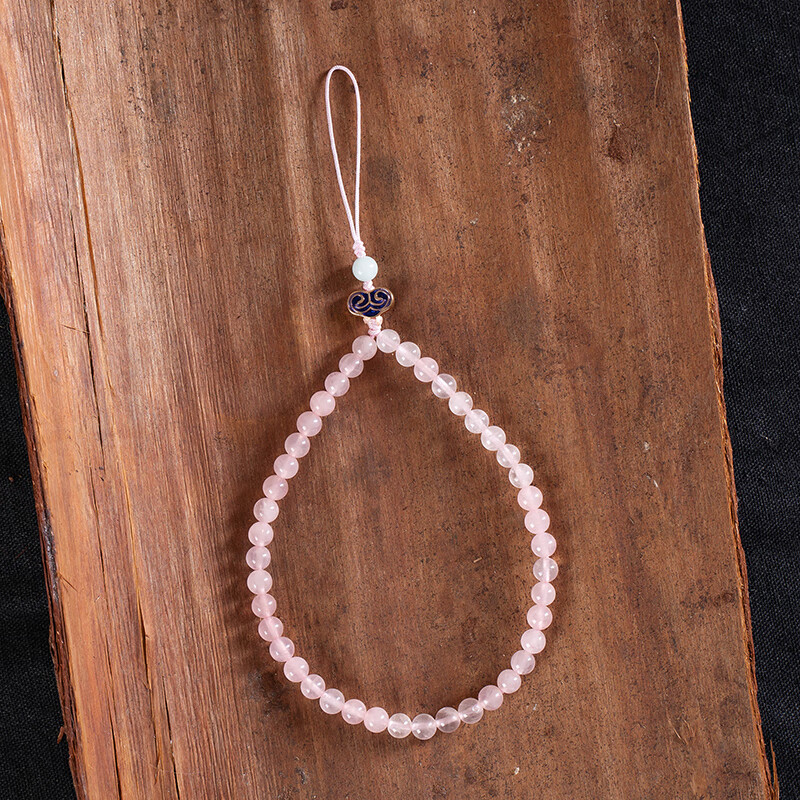 手腕绳玉髓狐狸吊坠挂饰手机链精致女挂件 秋水盈盈-粉水晶(简约款)