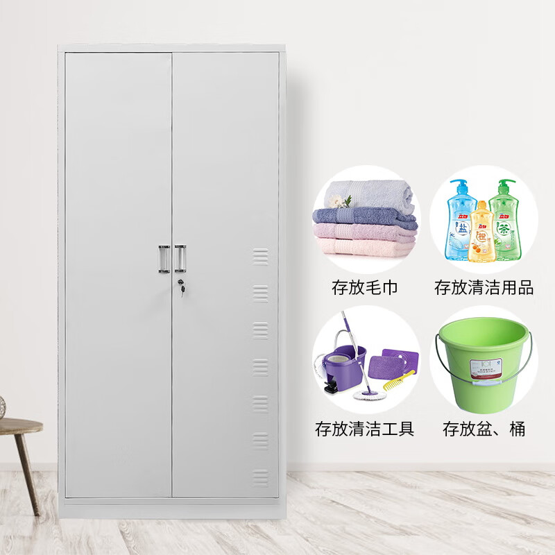 清洁柜拖把柜扫把柜阳台柜户外防水柜子清洁工具收纳柜不锈钢卫生柜冷轧板双门清洁柜 宜玥官方旗舰店