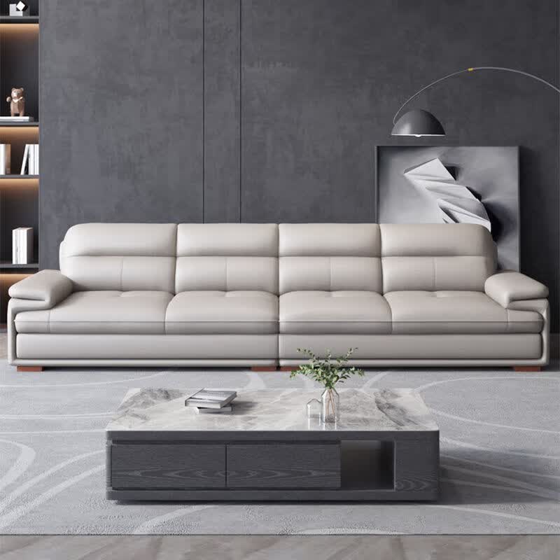 贵宾顾家现代家具简约进口头层牛皮直排沙发客厅大小户型极简真牛皮艺