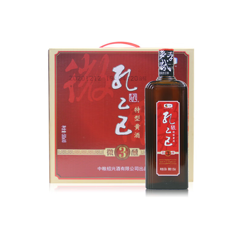 孔乙己黃酒中糧紹興微醺三年11度特型黃酒500ml*6整箱裝 3年陳 整箱裝