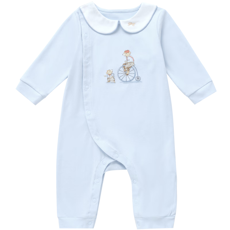 全棉时代2024秋婴儿益生菌风柔棉连体服 微光蓝 73cm