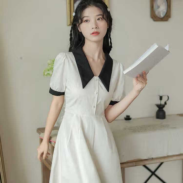 c教师事业单位面试穿搭正装女大学生法式气质白色连衣裙女装夏季20