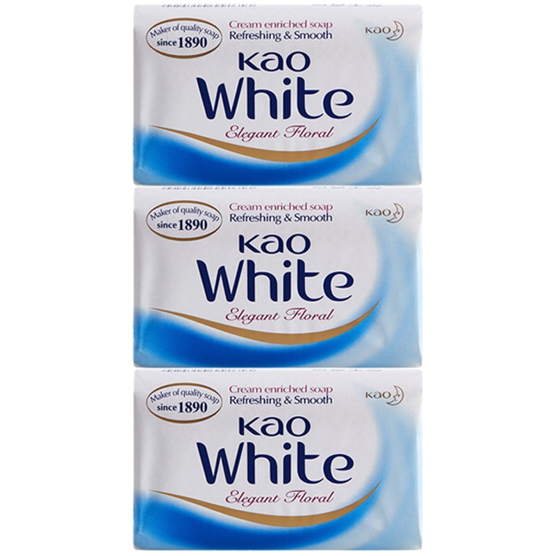 花王(kao)原装进口花王香皂 优雅花香肥皂沐浴皂牛奶白 130g*3块