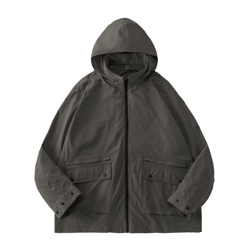 熊猫·本防晒衣男夏季户外薄款宽松男装潮流夹克可拆卸连帽防晒外套 A黑橄榄 M