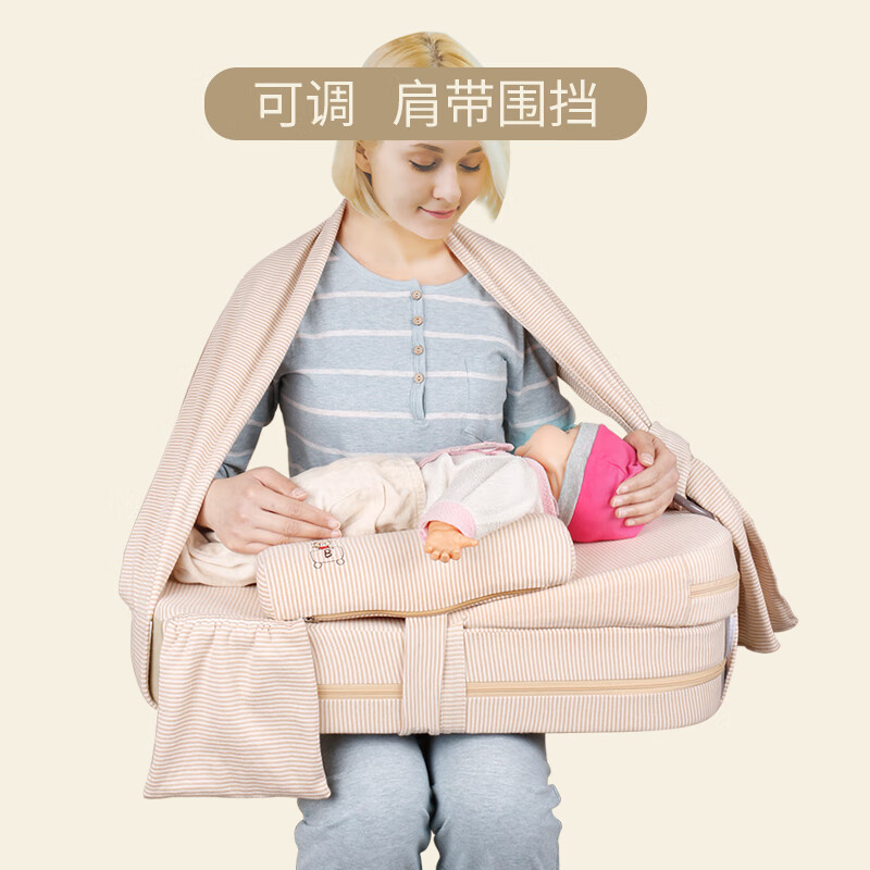 阿兰贝尔喂奶神器哺乳枕头婴儿喂奶枕坐月子抱娃护腰防吐奶垫婴儿喂乳枕 冷暖两用款（孔雀绿）