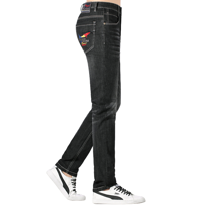 牛仔裤男春秋新款宽松直筒长裤潮牌商务休闲大码裤子男 黑色 28 腰围