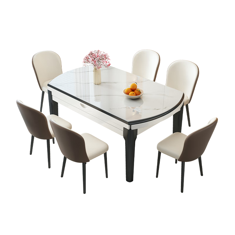 上林春天 餐桌可伸缩餐桌椅组合轻奢岩板家用饭桌1.35米单桌 606-1-05 12MM岩板单桌