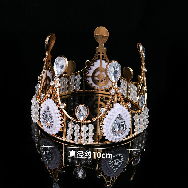 莎庭生日皇冠蛋糕装饰摆件女王蕾丝儿童珍珠插件婚礼头冠成人头饰配件
