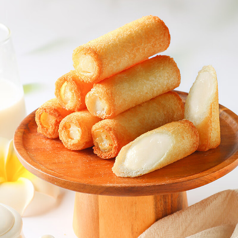 拾光悠味阿诺脆皮牛奶卷特色小吃炸牛奶顺德双皮奶速冻食品自助餐饮