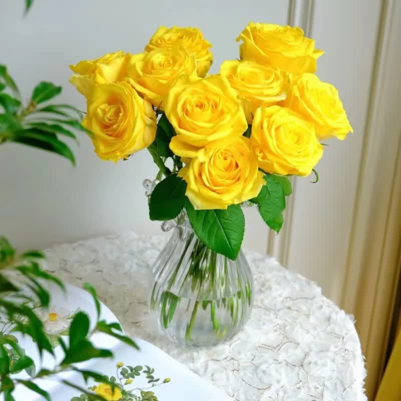 黄玫瑰 金枝玉叶 香槟云南鲜花昆明基地直发 金枝玉叶玫瑰20枝