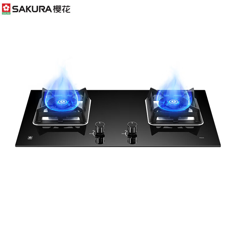 樱花（SAKURA）燃气灶天然气灶煤气灶双灶液化气灶猛火炉灶台式嵌入式两用5.0KW大火力一级能效大尺寸开孔700x400 【天然气】B9209 换装不扩孔