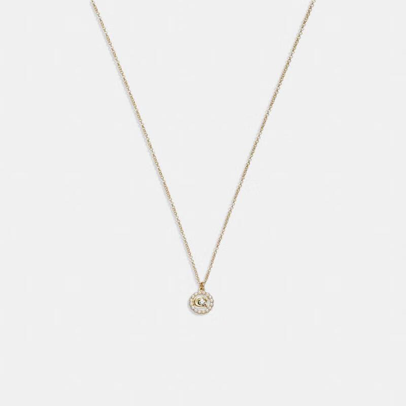 蔻驰(coach)女士时尚优雅signature crystal pearl吊坠项链饰品送女友