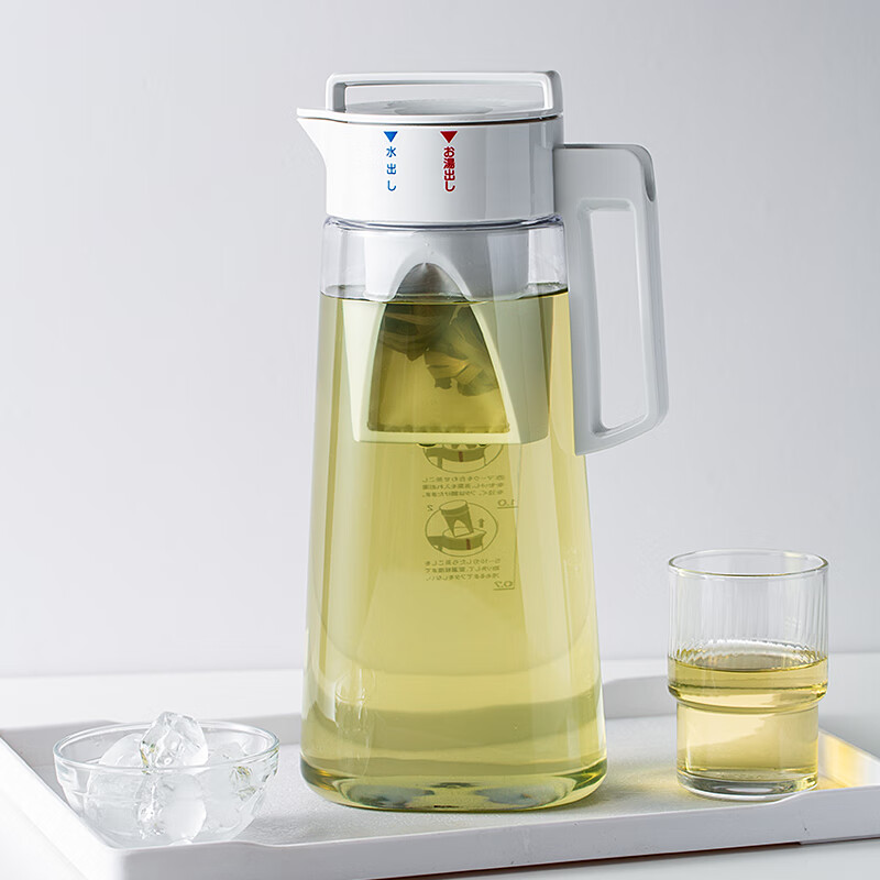 阿司倍鷺（ASVEL）asvel日本冷水壺大容量家用泡茶果汁冰箱飲料桶耐高溫帶過(guò) 2.1/白色