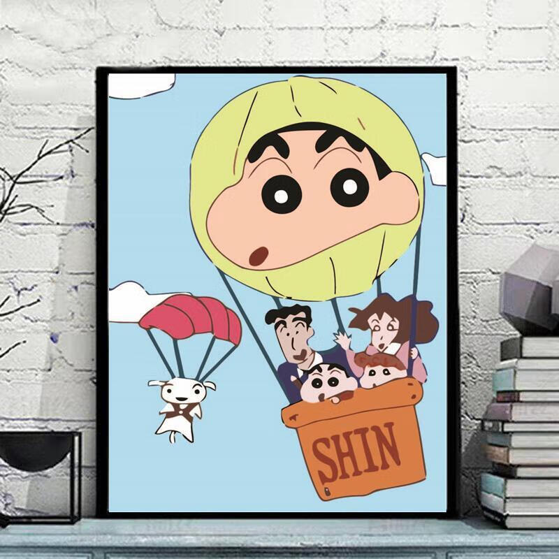 美克杰数学油画diy蜡笔小新填充涂色画卡通填色动漫画儿童涂鸦装饰画