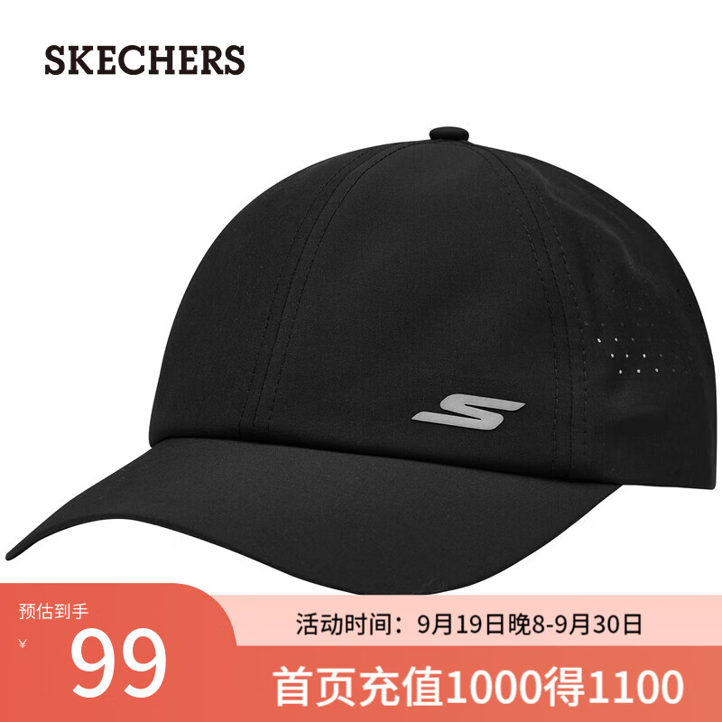 斯凯奇（Skechers）新款情侣同款凉感软顶棒球帽防晒帽P224U020 碳黑/0018 均码