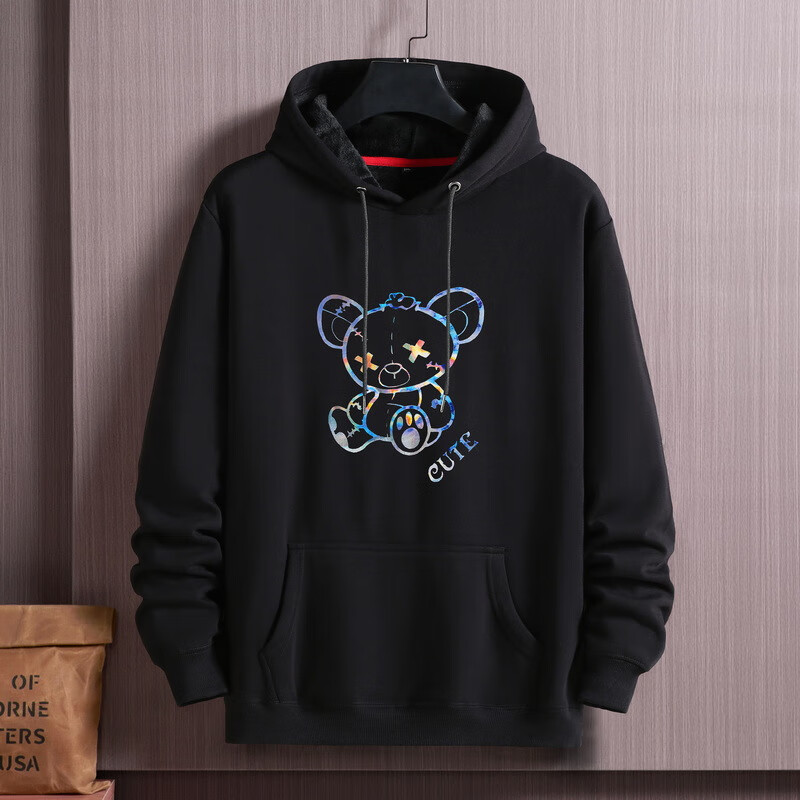 卫衣男秋冬带帽潮男肥仔微胖子卫衣配牛仔裤的秋春季加肥加大码男连帽