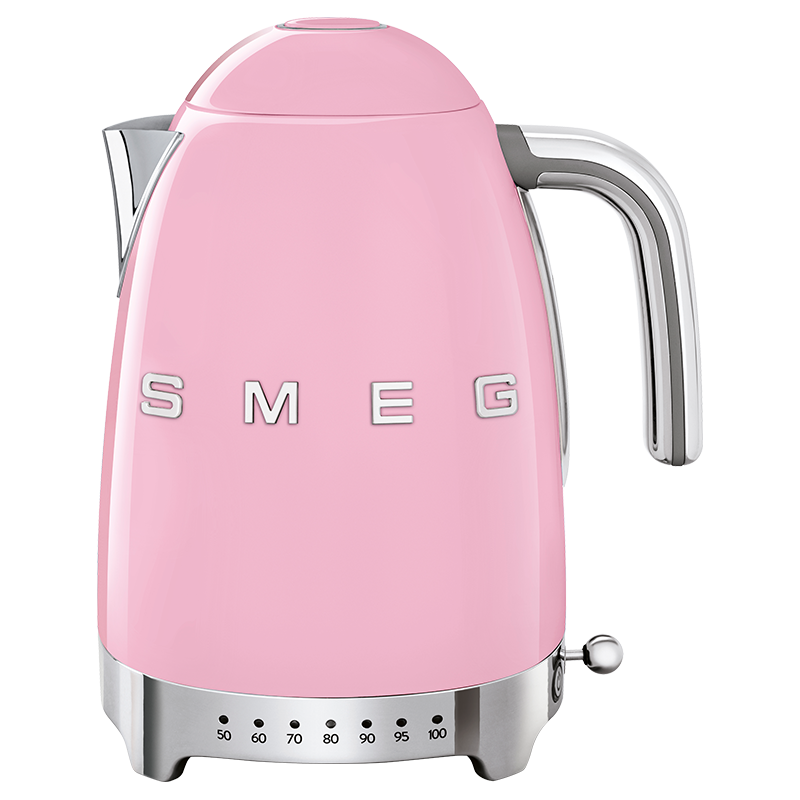 SMEG斯麦格 意大利复古电水壶不锈钢1.7L 进口烧水壶保温 恒温电热水壶KLF04 粉红色