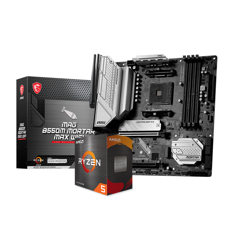 AMD R5/R7 3600 5600X 5700G 5800X搭微星B450B550主板CPU套装 微星B550M MORTAR MAX WIFI R5 5600(盒装)套装