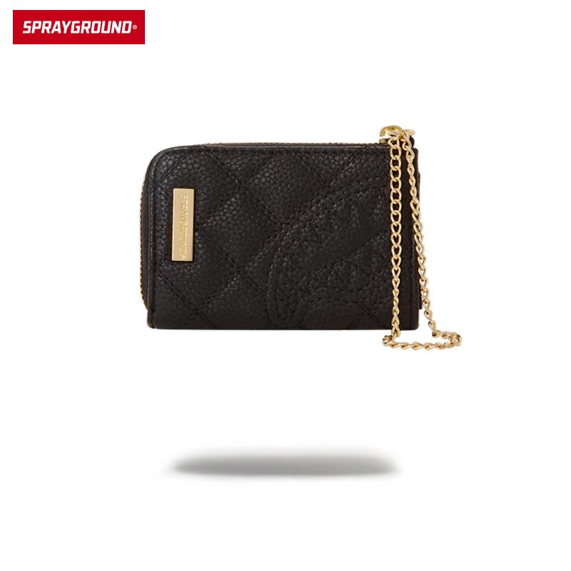 sprayground2022新款黑白极简钱包短款时尚钱夹女士小零钱包卡包 黑色