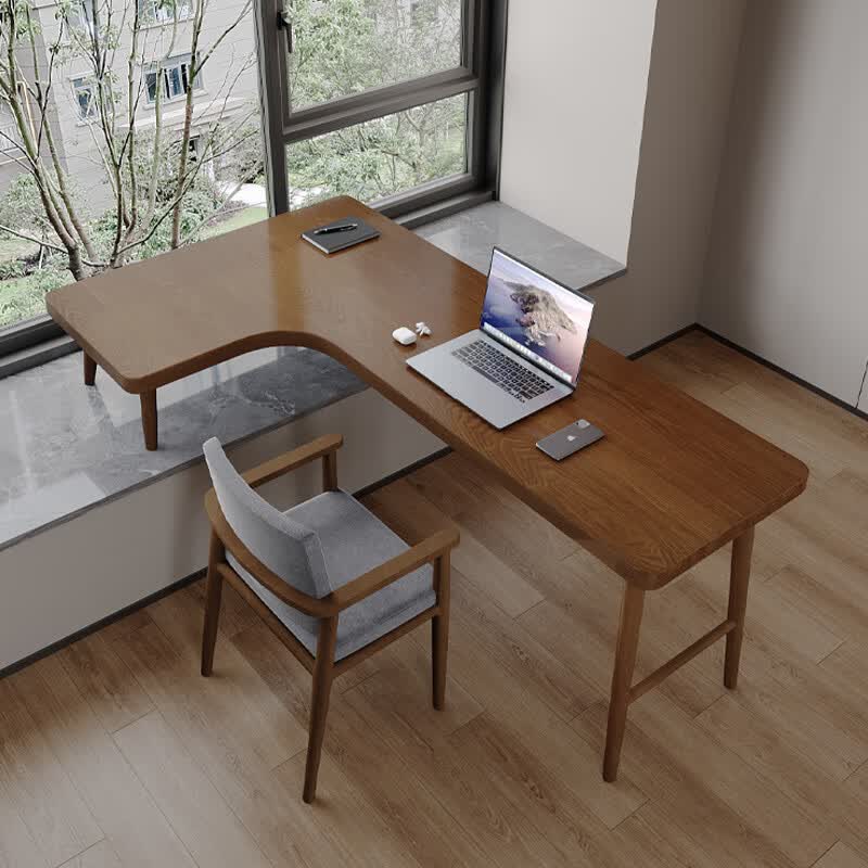 简约卧室书房飘窗拐角书桌长短腿高低桌实木靠窗台转 颜色尺寸可 松木