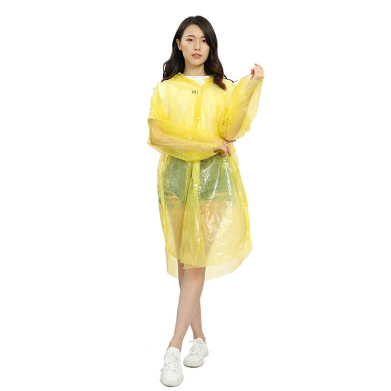 加厚带缩颈绳子 登山徒步漂流 一次性雨衣/雨披 户外旅游用品 黄色款
