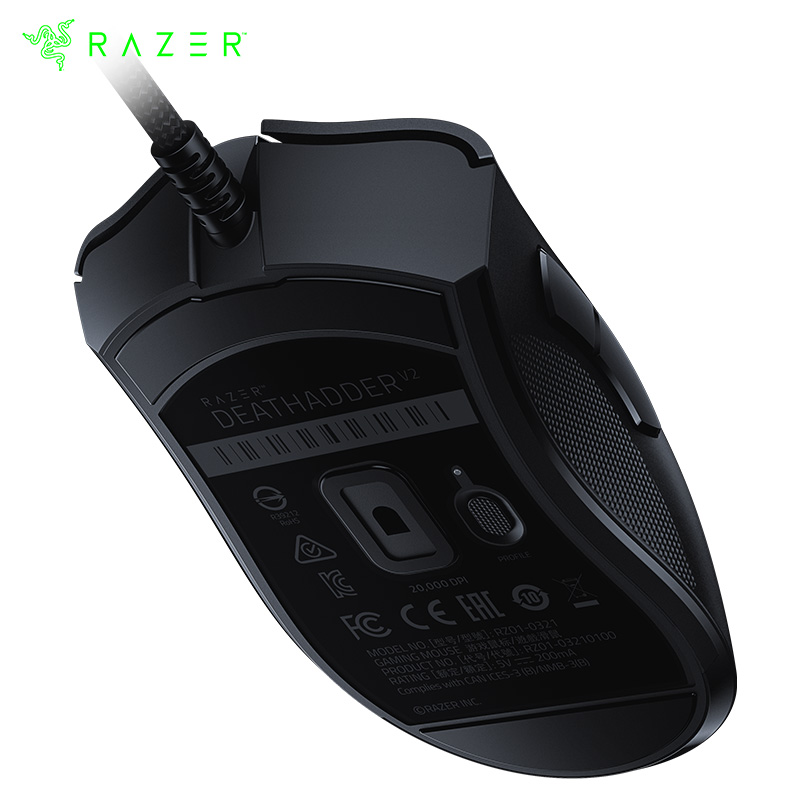 雷蛇 Razer 炼狱蝰蛇V2 有线鼠标 游戏鼠标 RGB鼠标 人体工程学 20000DPI 8键自定义编程 黑色 