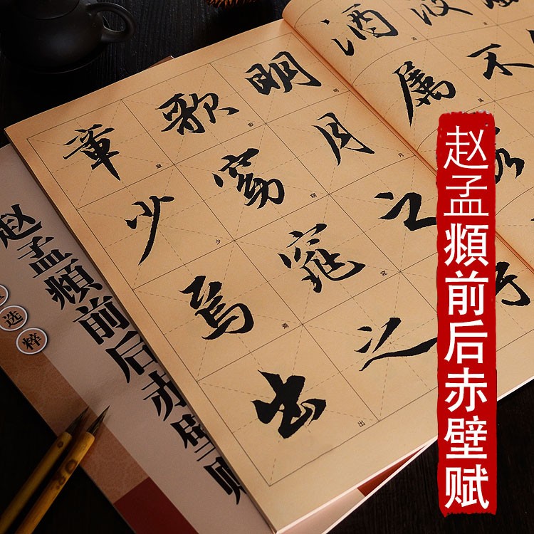 赵孟頫前后赤壁赋 放大版 8开本米字格单字注释 历代墨宝选粹 赵体行书书法毛笔字帖 江苏美术出版社