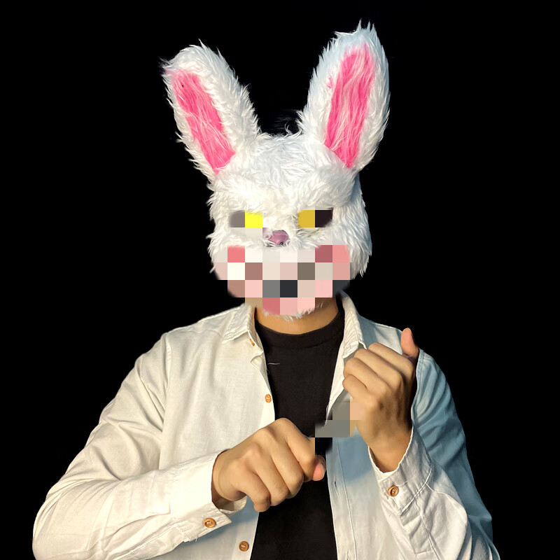 血腥兔子面具毛绒 血腥兔子毛绒面具男屋jk拍照道具网红棕熊头套全脸