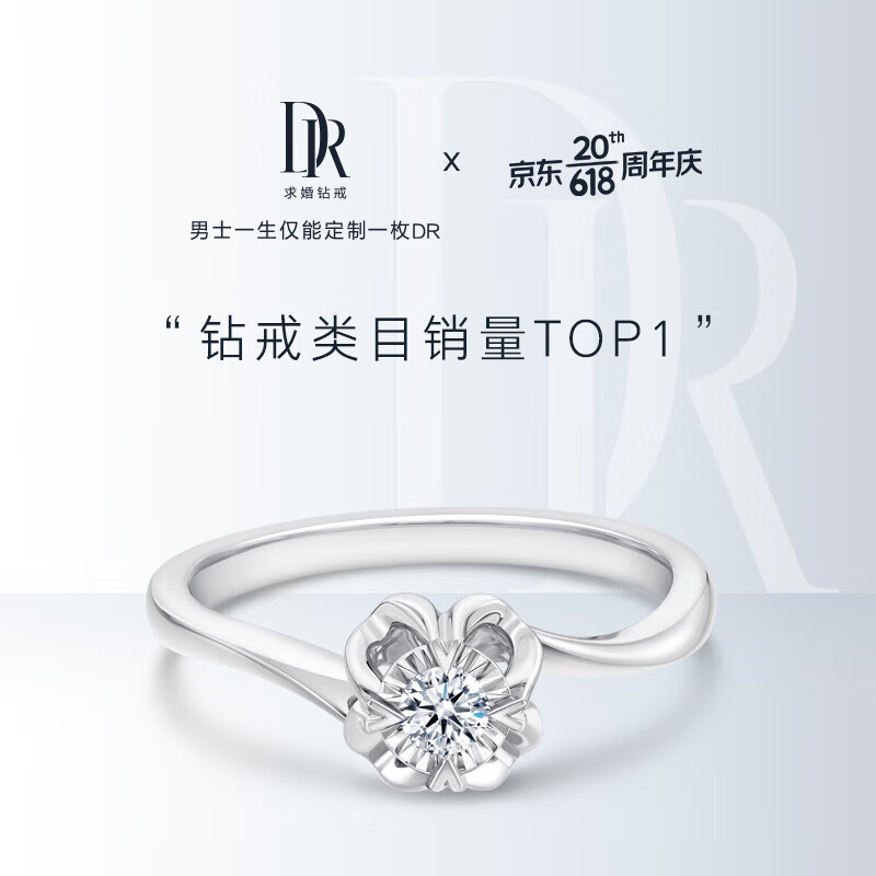 DR钻戒 求婚戒指 BELIEVE系列经典款 雪吻 雪花戒结婚订婚钻石戒指  部分现货-5分H色SI1*证书+礼盒
