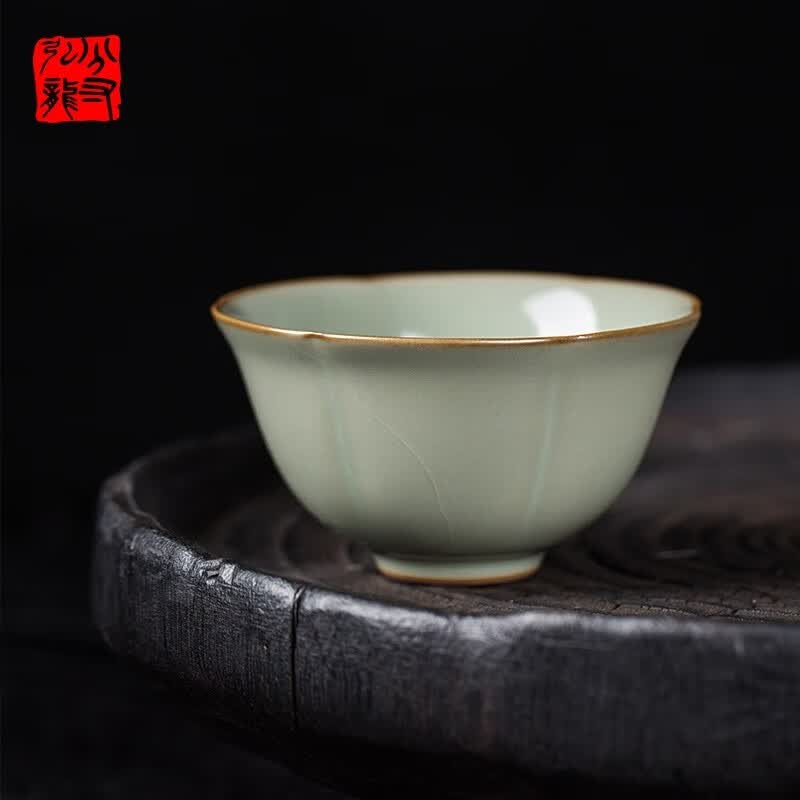弘龍分寸汝窑茶杯泡茶杯 功夫茶具 陶瓷品茗单杯主人杯家用个人喝茶杯