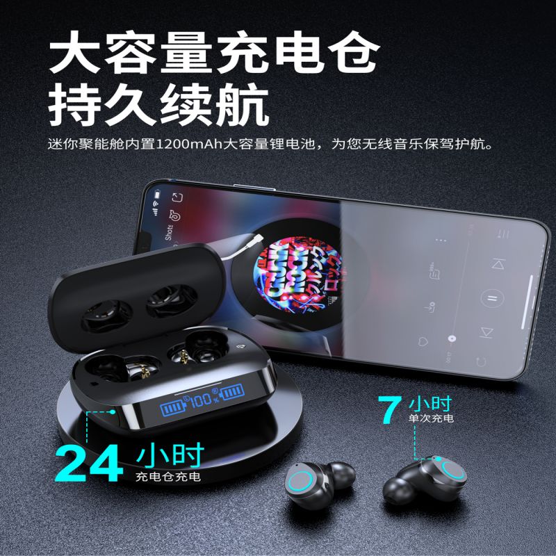 SEWIN蓝牙耳机无线HIFI高保真音质低延迟智能降噪长续航入耳式触摸控制轻盈小巧佩戴舒适 黑色 H66
