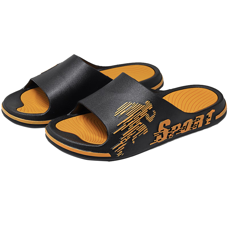 百亿补贴:回力运动拖鞋男浴室内户外不易滑厚底凉拖鞋HL39391黑黄色45-46码 26.2元