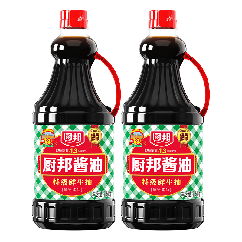 厨邦酱油 特级生抽 传统酿造酱油 经典鲜味 炒菜凉拌调味1.5kg*2
