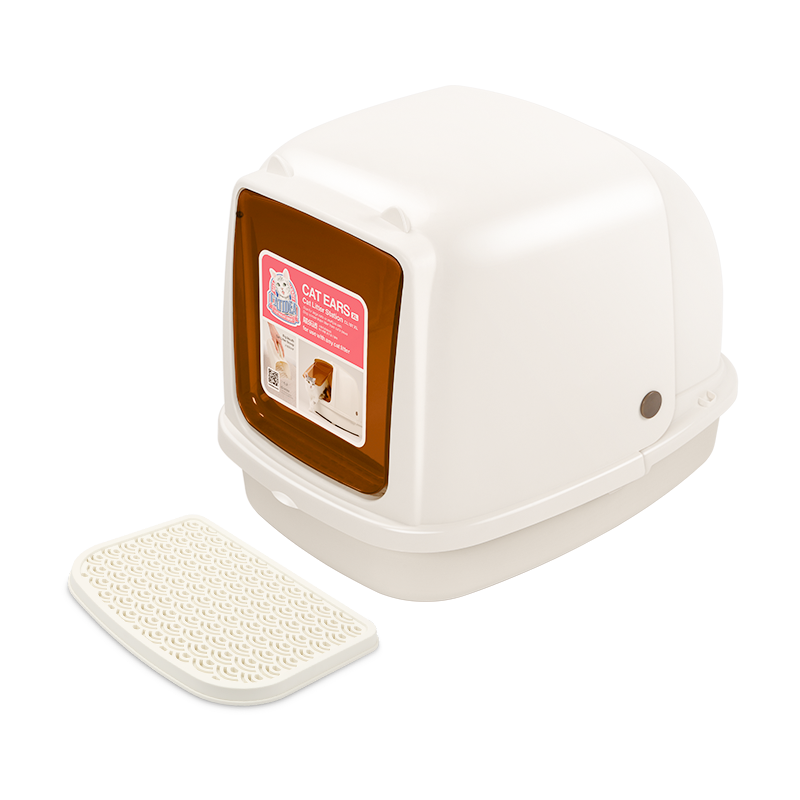 貓樂適全封閉式貓砂盆特大號幼貓肥貓專用砂盆防臭防外濺貓咪用品 大貓耳【除臭防外漸】藍色大貓耳15L+貓砂鏟