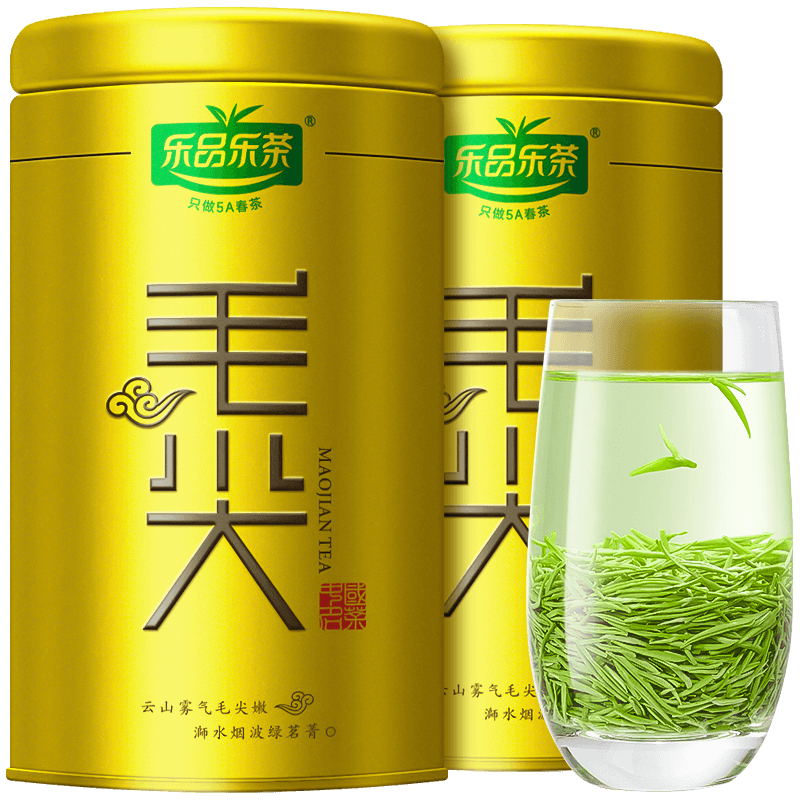 乐品乐茶 特级 毛尖茶 125g*2罐 礼盒装 金罐