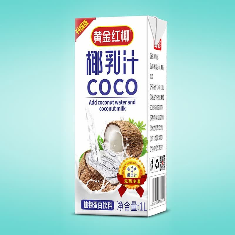椰彩黄金红椰鲜榨椰汁 椰乳汁植物蛋白饮料 1l*6*1椰彩口感好独特配方