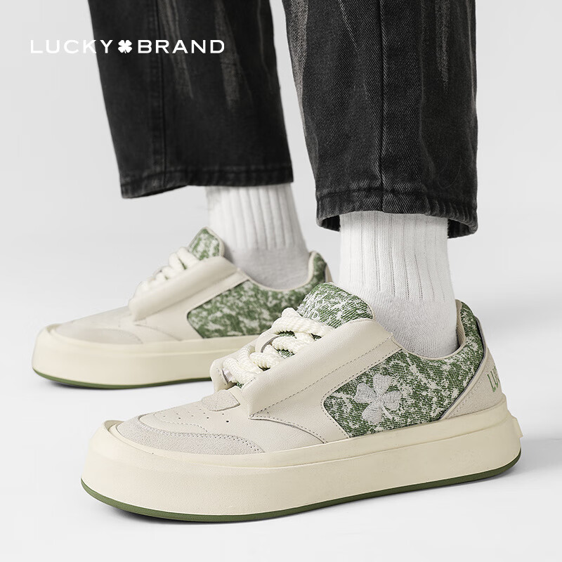 lucky brand板鞋 男【专柜款】四叶草美式运动透气真皮休闲鞋男鞋小白
