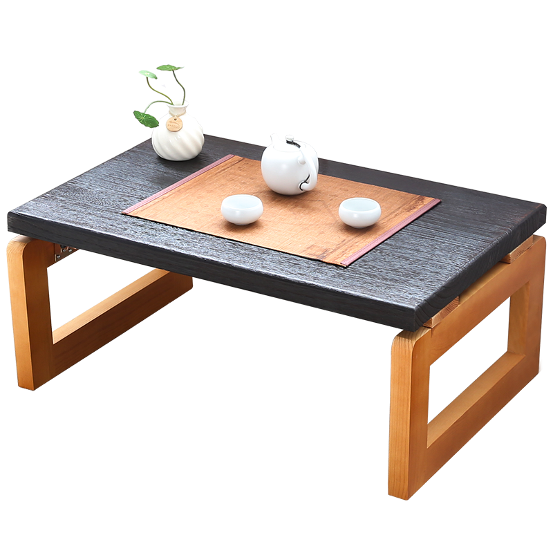 香木语 炕桌榻榻米茶几实木飘窗桌阳台小茶几 烧桐木桌子矮桌茶桌  TT-M直腿浅黄色( 90*50*30)