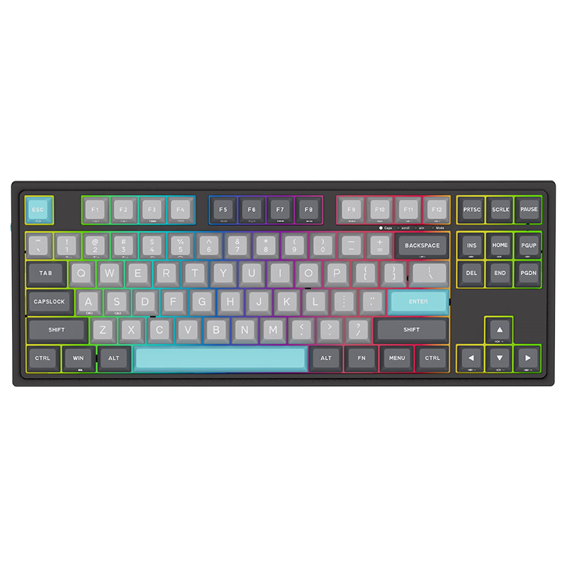GEANXIS鲸系GK50三模无线蓝牙机械键盘热插拔GASKET凯华轴PBT球帽客制化笔记本有线游戏 标准版（87键）星际黑 茶轴