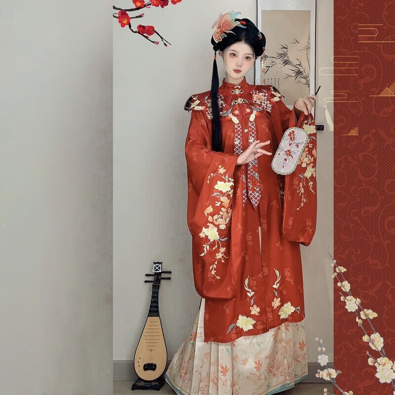 汉服女装全套成人杨贵妃慕华原创【颂千秋】明制立领衫重工刺 红色