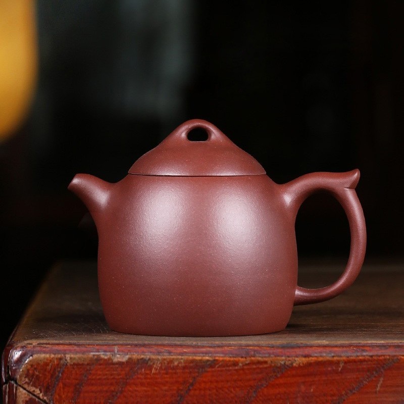 月壶茗清 紫砂壶宜兴名家戴晨光全手工光器茶壶原矿底槽青秦权壶 2